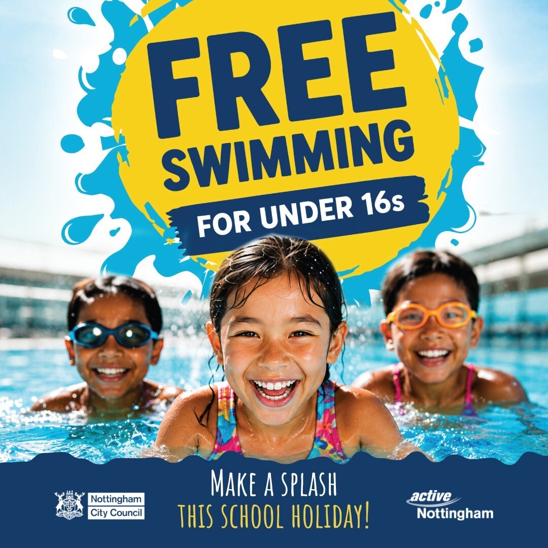 Free Swimming for under 16s summer 2026 poster