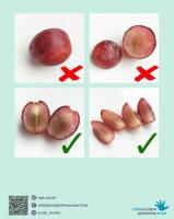 Early years choking hazards food safety advice Image shows a comparision between the size of a grape and a chocolate mini egg