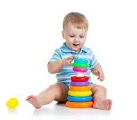 Toddler with stackable ring toy