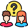 Two people with a question mark above their heads