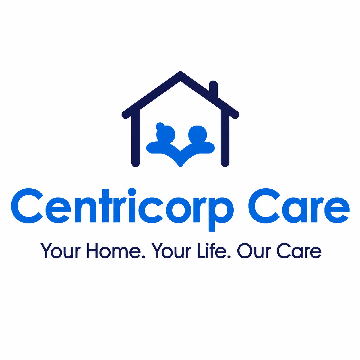 Centricorp Care logo featuring a house outline with two people inside