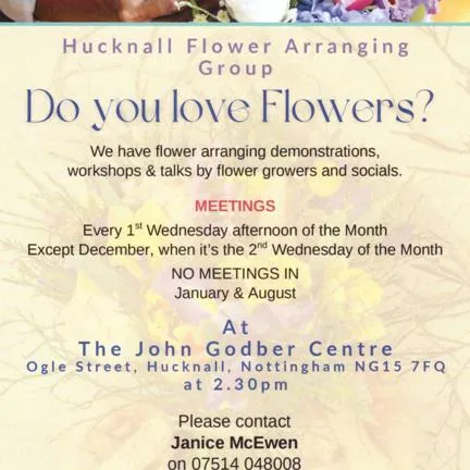 Flower arrangement & contact details.