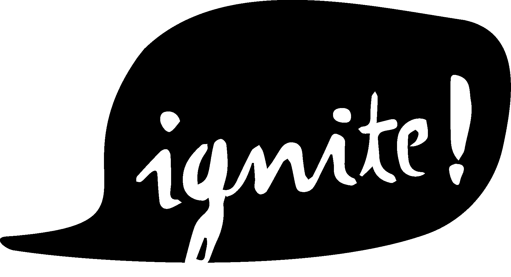 Speech bubble with the word ignite and an exclamation mark in it