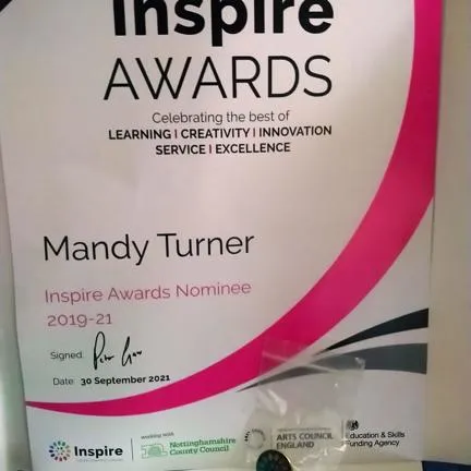 Inspire Awards - Tutor of the year Nominee certificate