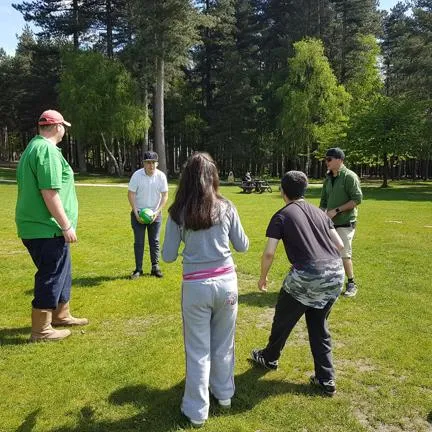 service users enjoying an outing to the local forest park