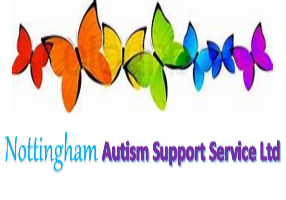 Logo: Coloured butterflies with text Nottingham Autism Support Service Ltd
