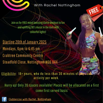 Clubbercise Poster. All text is included in event description