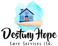Logo: Hand holding house with text below Destiny Hope Care Services Ltd