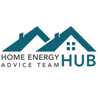 Home Energy Advice Team Hub logo with a navy blue roof graphic above it.
