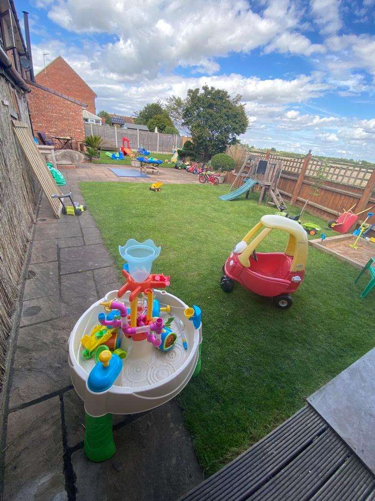 Sand pit, water tables, outdoor toys!
