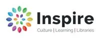 Inspire logo: Inspire Logo, Cake or flower made up from colourful leaves.