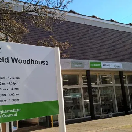 Exterior entrance to Mansfield Woodhouse Library