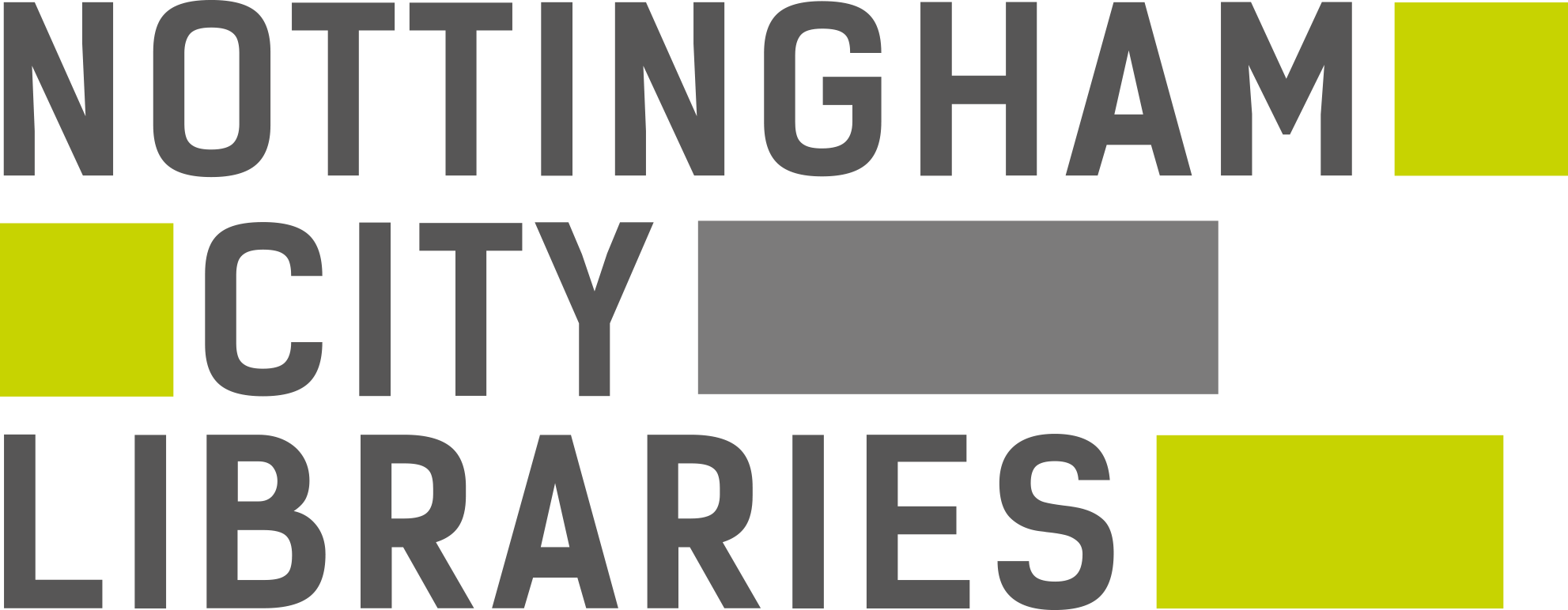 Stylized logo with a green and gray color scheme, featuring abstract shapes and the text "Nottingham City Libraries"