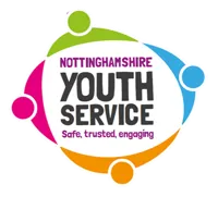 Nottinghamshire Youth Service logo. Safe, trusted, engaging.