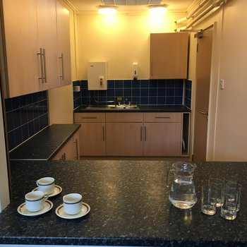 Interior shot of kitchen with refreshments