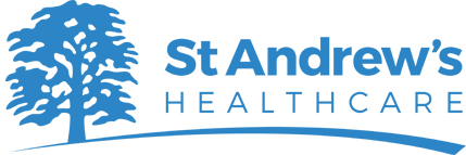 Logo: Blue tree with text St Andrew's Healthcare