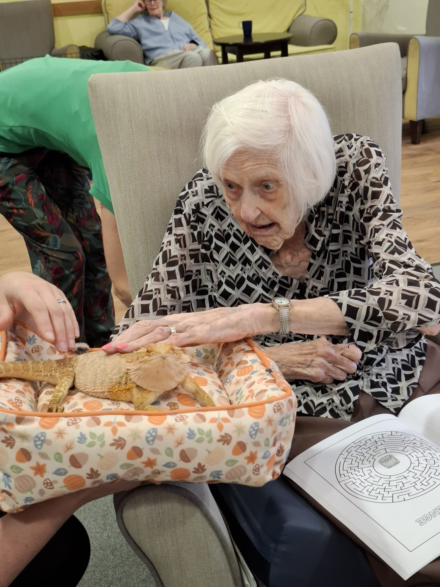 Residents enjoy animal therapy
