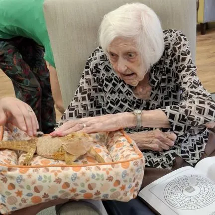 Residents enjoy animal therapy