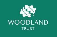 Woodland Trust Two white oakleaves forming a circle on a teal background with Woodland Trust white text below