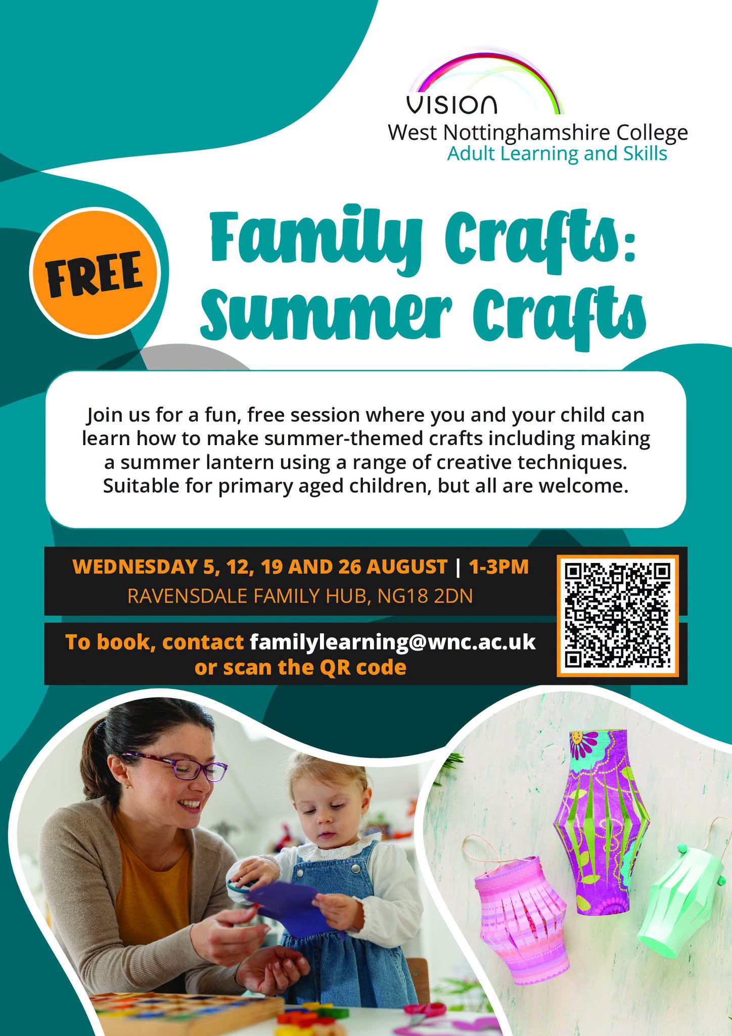 Family crafts: summer crafts. Join us for a free session making a summer lantern.