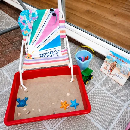 Lets go to the beach sand tray activity