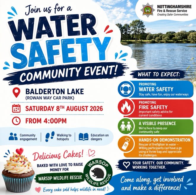 Notts fire - water safety event poster