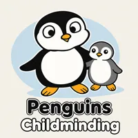 Mum penguin and child penguin hugging
