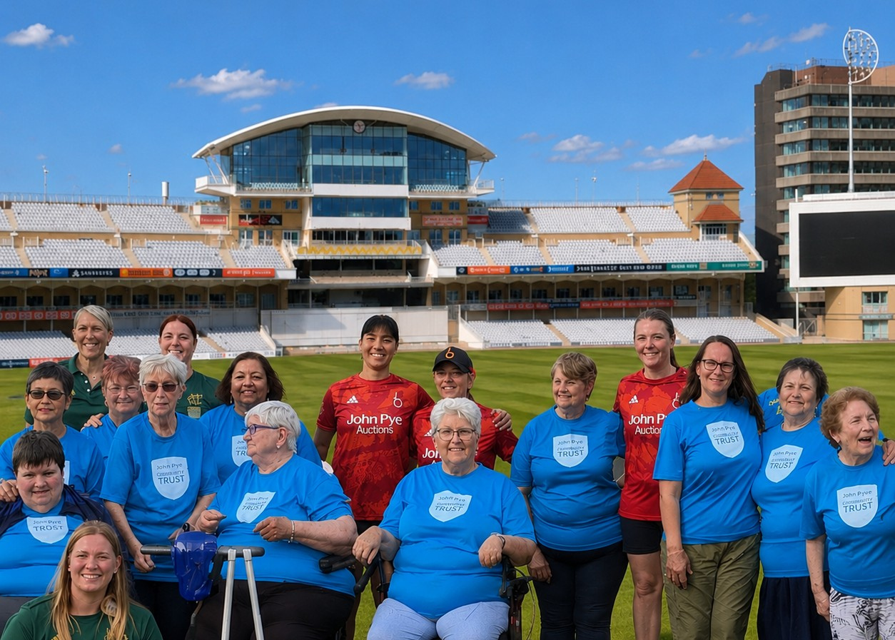 Group Photo of both Nots in Mind Groups with Blaze Cricket players, day we did the Flash Mob at Trent Bridge Cricket Ground