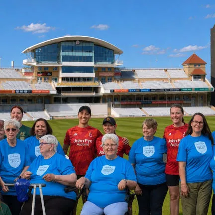 Group Photo of both Nots in Mind Groups with Blaze Cricket players, day we did the Flash Mob at Trent Bridge Cricket Ground