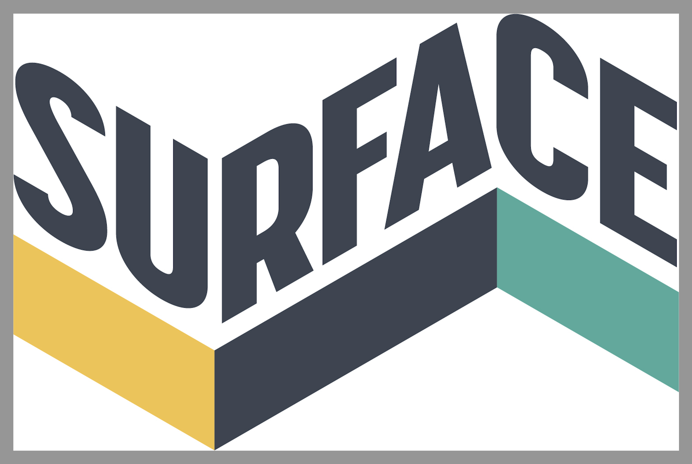 The word Surface on top of yellow, black and green colour blocks