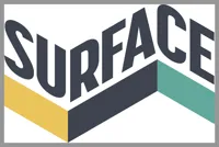 The word Surface on top of yellow, black and green colour blocks