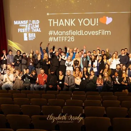 The MTFF team plus award winners and filmmakers onstage at the Palace Theatre Mansfield