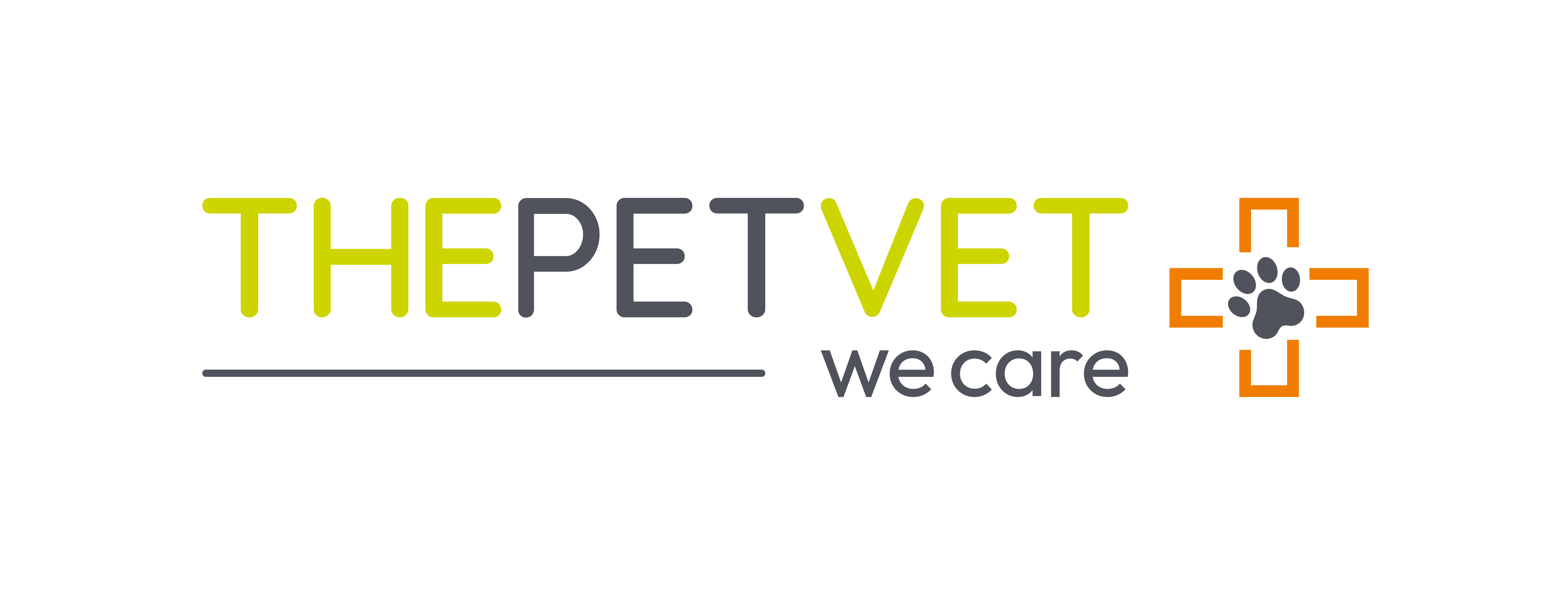 The Pet Vet logo written in lime green and grey font